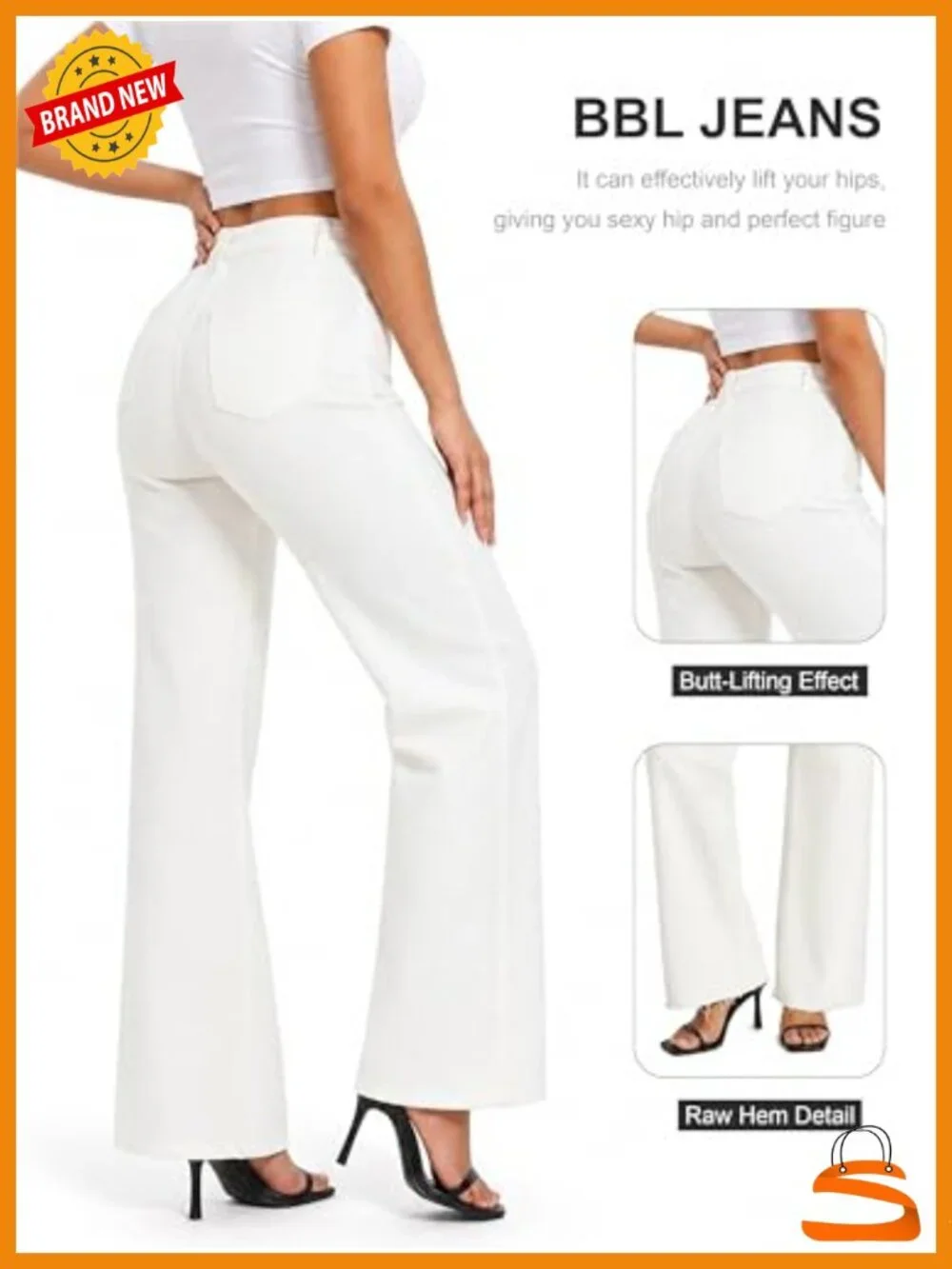 High Waisted Wide Leg Jeans Stretchy Tummy Control Loose Denim Baggy Jeans Raw